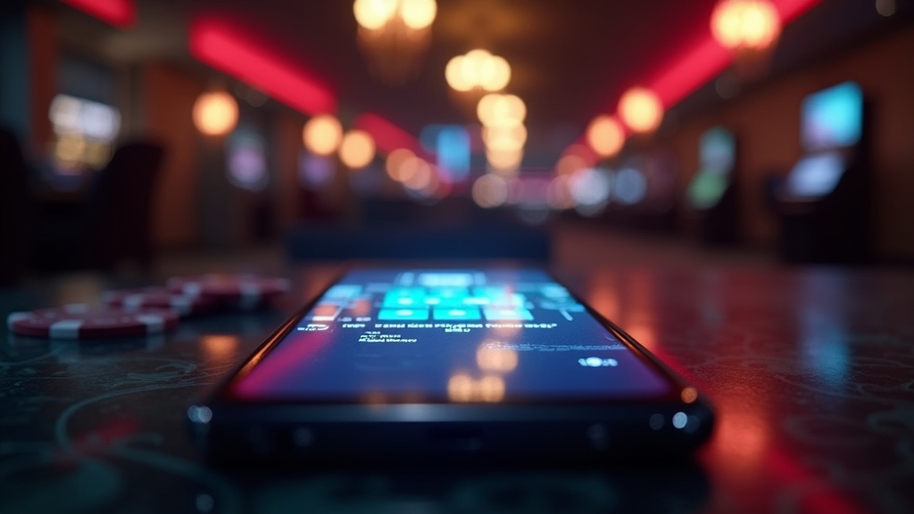 Schermata mobile di Playoro in un ambiente casinò scuro e luminoso