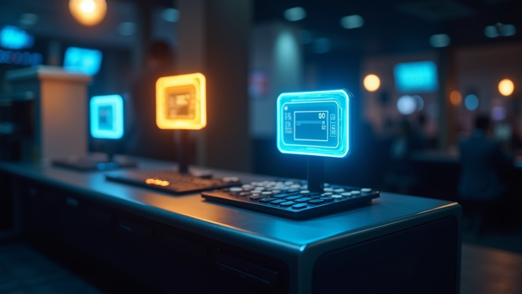 Schermo cassa con metodi di prelievo e icone di pagamento illuminate
